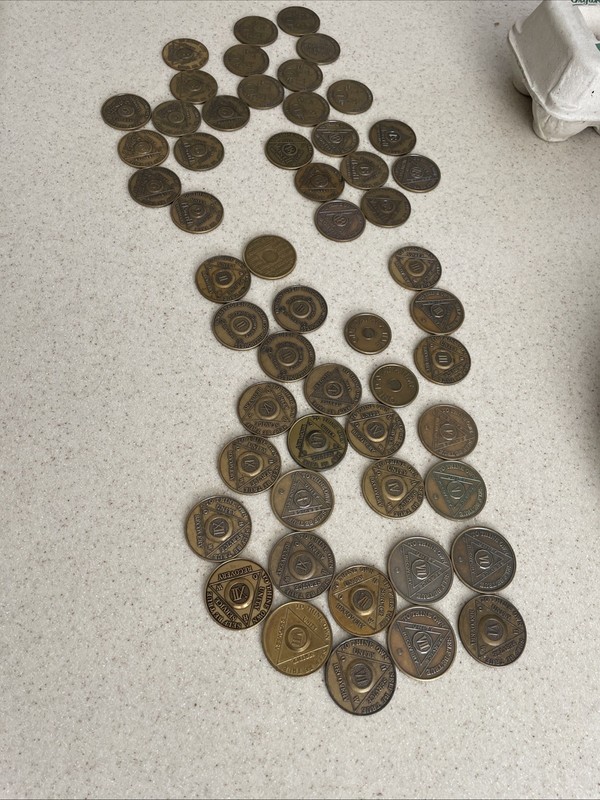 AA Alcoholics Anonymous Sobriety Coins Tokens 3 Month To 12 Years Bronze 54