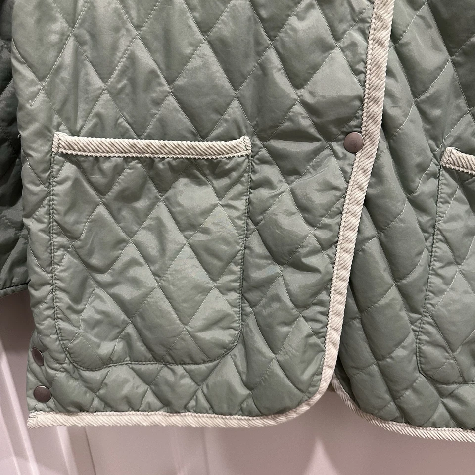 Chaqueta para mujer Cherokee vintage acolchada verde botones largos pana cuello abrigo Foto 4 de 4