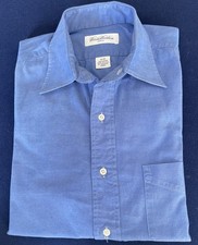Vtg Brooks Brothers Men  s Cotton Blue Dress Shirt Sz 16-35 Made In USA