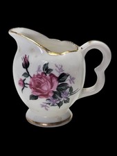 2" Vtg Porcelain Miniture Creamer Pitcher Roses Gold Accents Hand Painted Japan