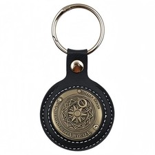 TOBDPYG Coin Holder Keychain,PU Leather Display Case for Keychain Size, Black