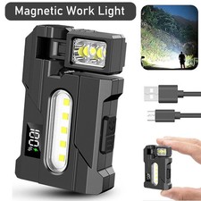 Portable Mini Pocket LED Flashlight Magnetic Rechargeable USB Torch Work Light