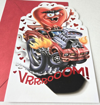 Valentine Card Hot Rod Heart in Car Hope You're all Revved Up for a Terrific Day