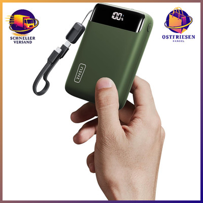 Power Bank 20000mAh 22,5W Schnellladung USB-C Abnehmbar Flugtauglich Grün