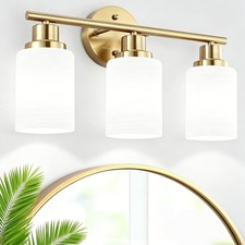 Brushed Gold Bathroom Light Fixtures, 3-Light Vanity Lights 17.7" Vanity li...