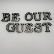 Be Our Guest Galvanized Metal 3D Letters Rustic Farmhouse Wall Decor 4 Inch EUC