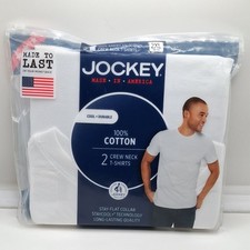 Jockey Mens 2PK Made in America White Crew Neck T-Shirts 2XL 011953/100