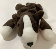 TY Beanie Baby BRUNO The Bull Terrier Dog Puppy 1997 Brown and White w/Tags