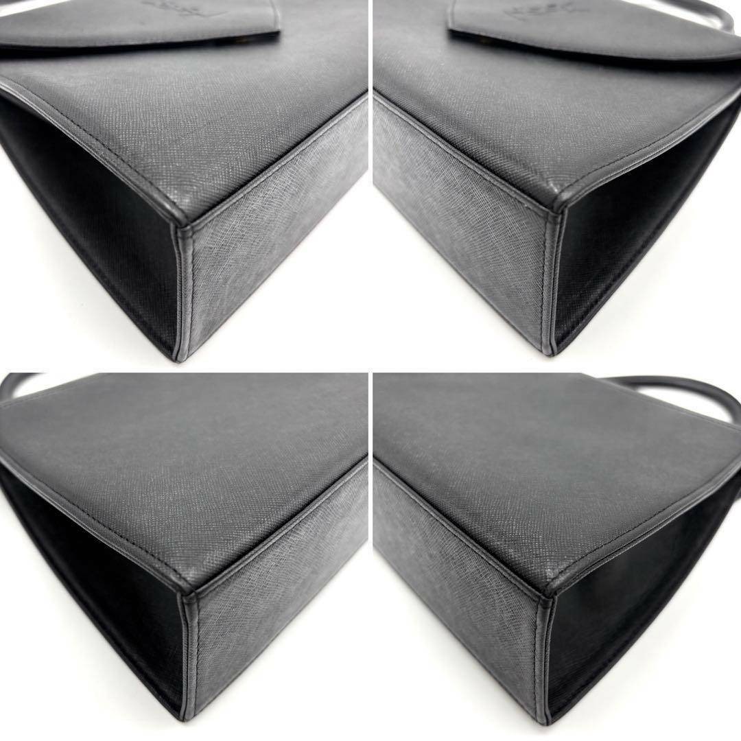 Borsa a mano Yves Saint Laurent logo pelle patta formale Ysl donna nera