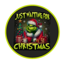 Christmas - Grinch "Just Waiting" - 4" Vinyl Decal Sticker Gift Decor Jar Car 25