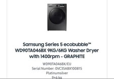 Samsung series 5 ecobubble washer Dryer 9kg/6kg barely used  still excellent