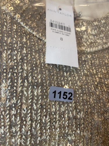 NEW ANN TAYLOR $198 GOLD SEQUIN MOCK NECK MIDI DRESS Size 8 - Picture 10 of 10