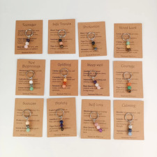 Healing Crystal Bead Keychain Gemstone Emotional Support Gift for Women OZ