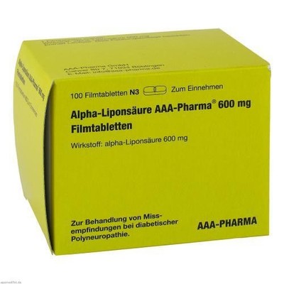 3x ALPHA LIPONSÄURE AAA- Pharma 600 mg Filmtabletten 100 ST PZN 12415999