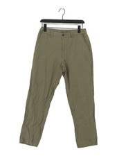 Uniqlo Men's Suit Trousers S Green Polyester with Cotton Straight Dress Pants