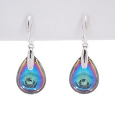 BACCARAT Psydelic Scarabee Blue Crystal Sterling Silver Hook Earrings Mint inBox