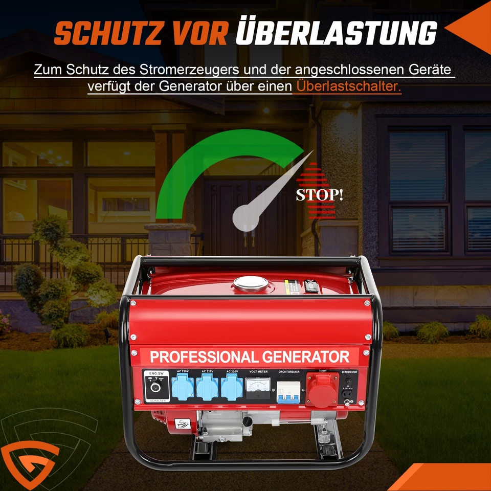 STROMERZEUGER BENZIN NOTSTROMAGGREGAT STROMAGGREGAT STROMGENERATOR 7,5PS 6500W - Bild 2 von 4