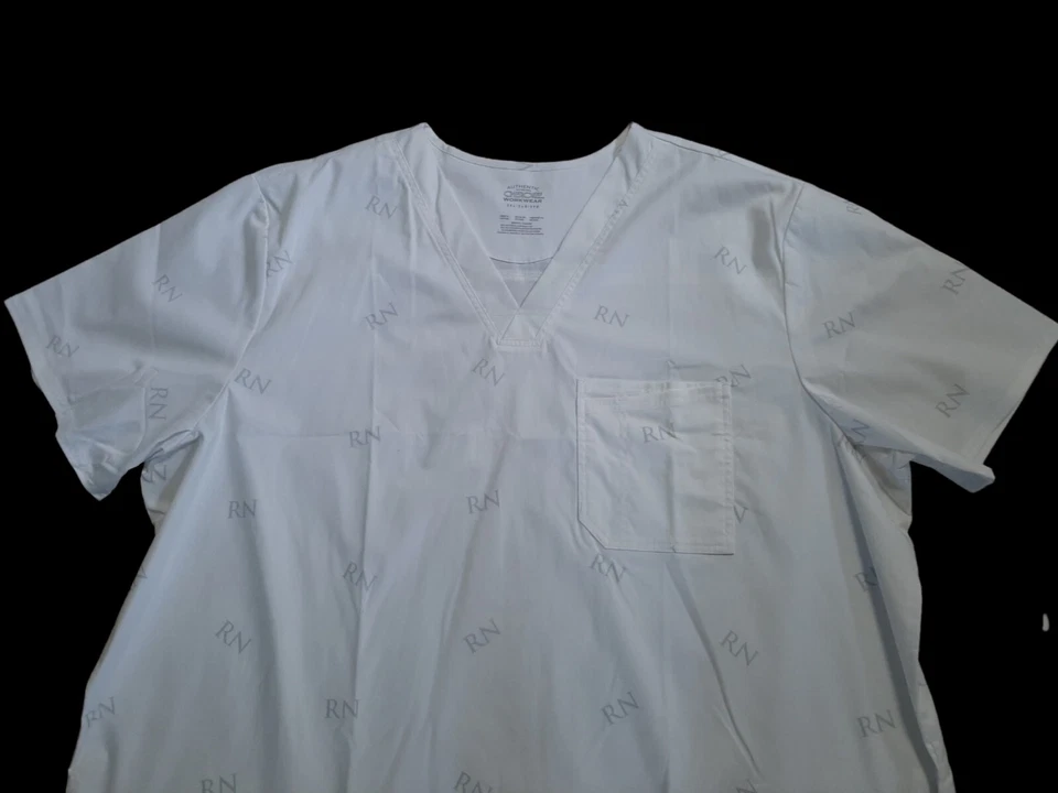 Exfoliante Cherokee 3XL Para Hombre Blanco Con Estampado Gris "RN"/Bolsillo Frontal/Cuello en V Nuevo con Etiquetas Foto 2 de 4