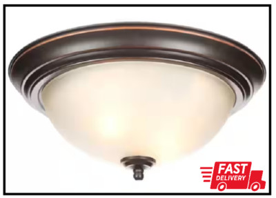 13 in. 2-Light Oil Rubbed Bronze Flush Mount - Stylish Ceiling Fixture NEW
