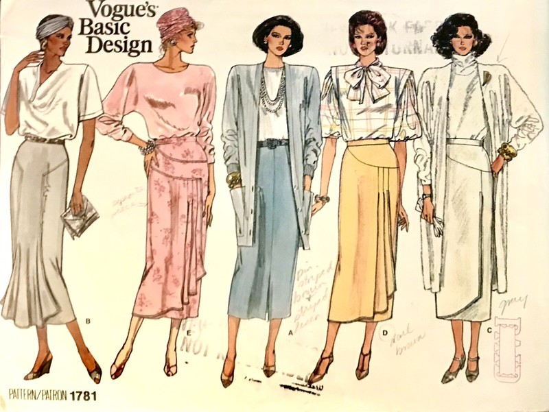Vintage Vogue Basic Design Pattern #1781 Skirt In Various Styles 1980s Sz 6 - 10