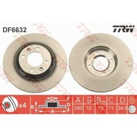 TRW 2X Bremsscheibe Hinten 290 Voll FüR CitroëN C4 II B7 DS5 DS DS4/DS4