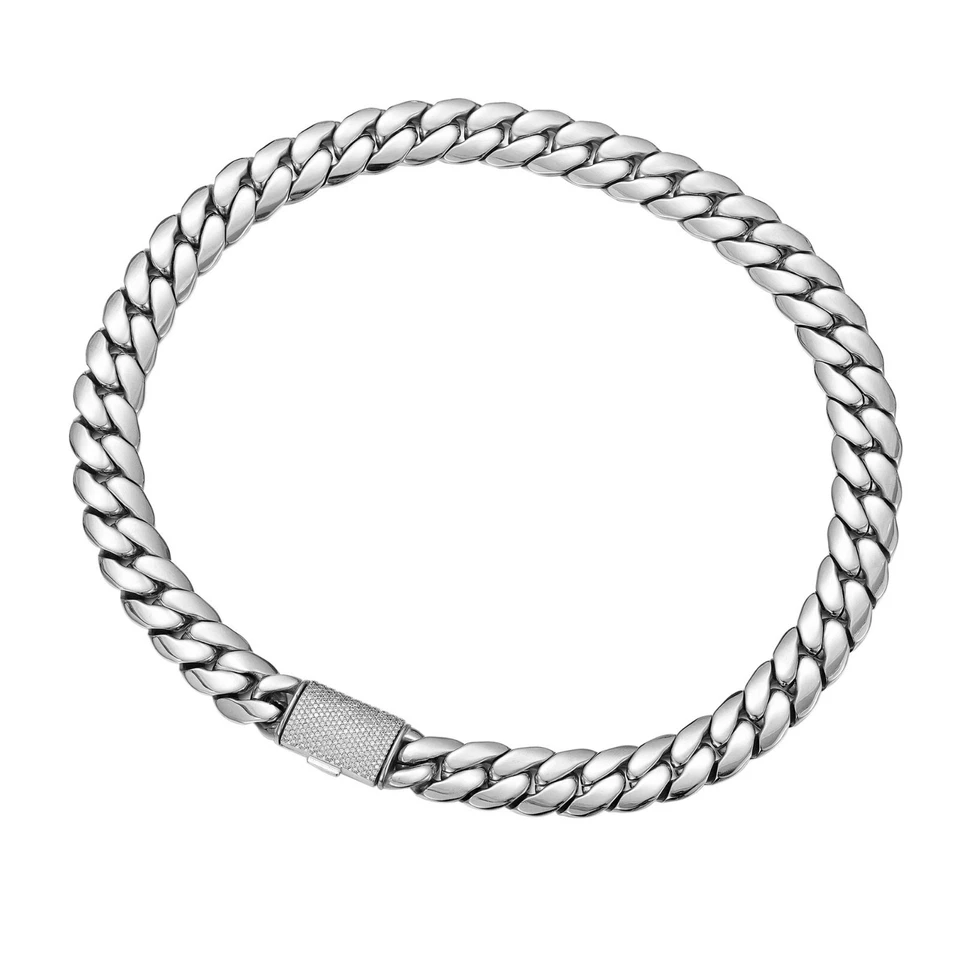 Collar o pulsera de cadena cubana Miami Hip Hop de acero inoxidable de 14 mm 4 colores Foto 4 de 4