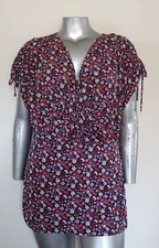 LANE BRYANT PULLOVER RUCHED SIDES SHOULDER TIE TUNIC TOP BLOUSE Size 22/24 VNeck