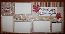 Thanksgiving scrapbook pages 2 each 12 x 12 handmade photo ready Fall pages