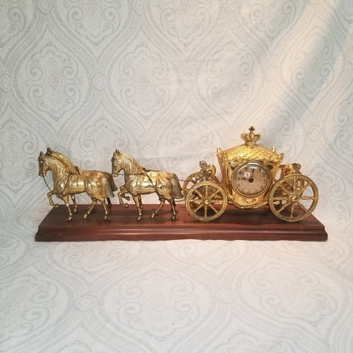Vintage 1940s United Clock Corp. Coronation Coach Royal Horses and