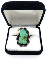 Vtg Native American Green Turquoise .925 Sterling Silver Women Ring Sz 6