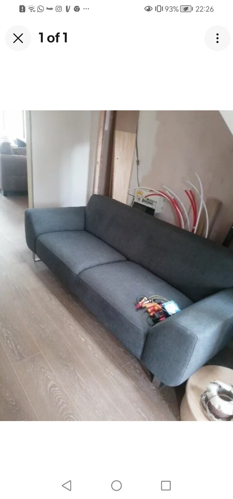 sofa 3 Seater dark grey flecked material eBay