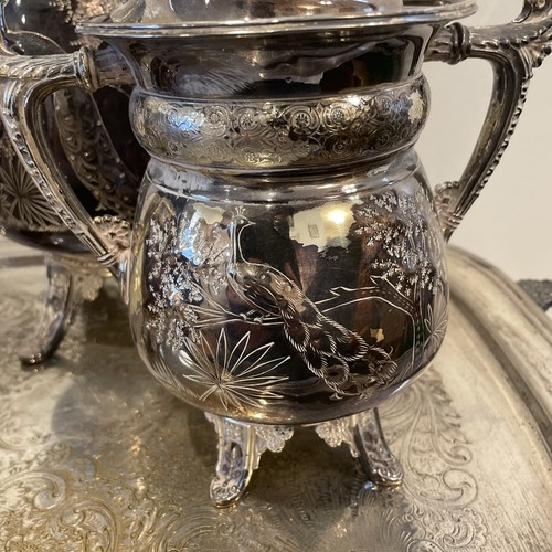 Antica caffettiera Meridian Rogers piatto quadruplo set 3 pezzi - Foto 3 di 21