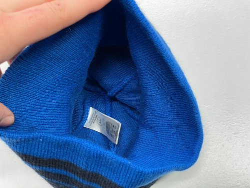 Nike Blue Striped Beanie Hat Size 8-20 Youth Boys Kids Knit Watch Cap Logo - Picture 4 of 7