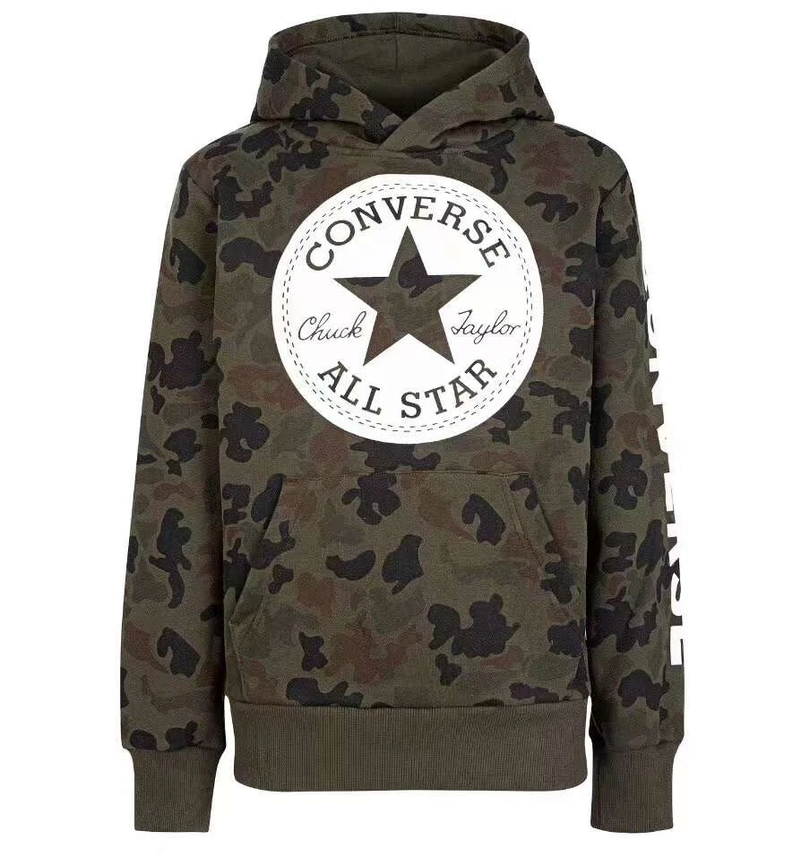 Converse Green Signature Heritage Camo Boys Sweatshirt Hoodie XL Large Graphic
