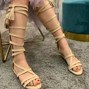 Scarpe Donna Sandali alti Alla schiava tacco basso stivali estivi  scamosciati 21 | eBay