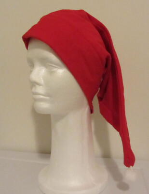 Red Flannel Sleeping Cap - Reversible - Santa Hat / Chemo Hat 