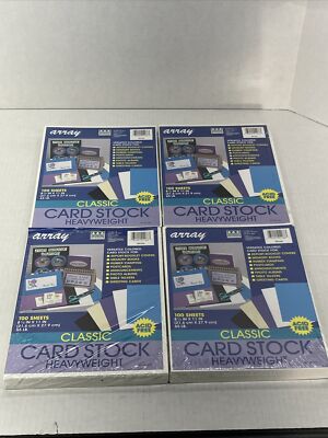 Lot Of 4 - Array Card Stock Paper, 8-1/2 x 11 Inches, White, Pack of 400 65lb