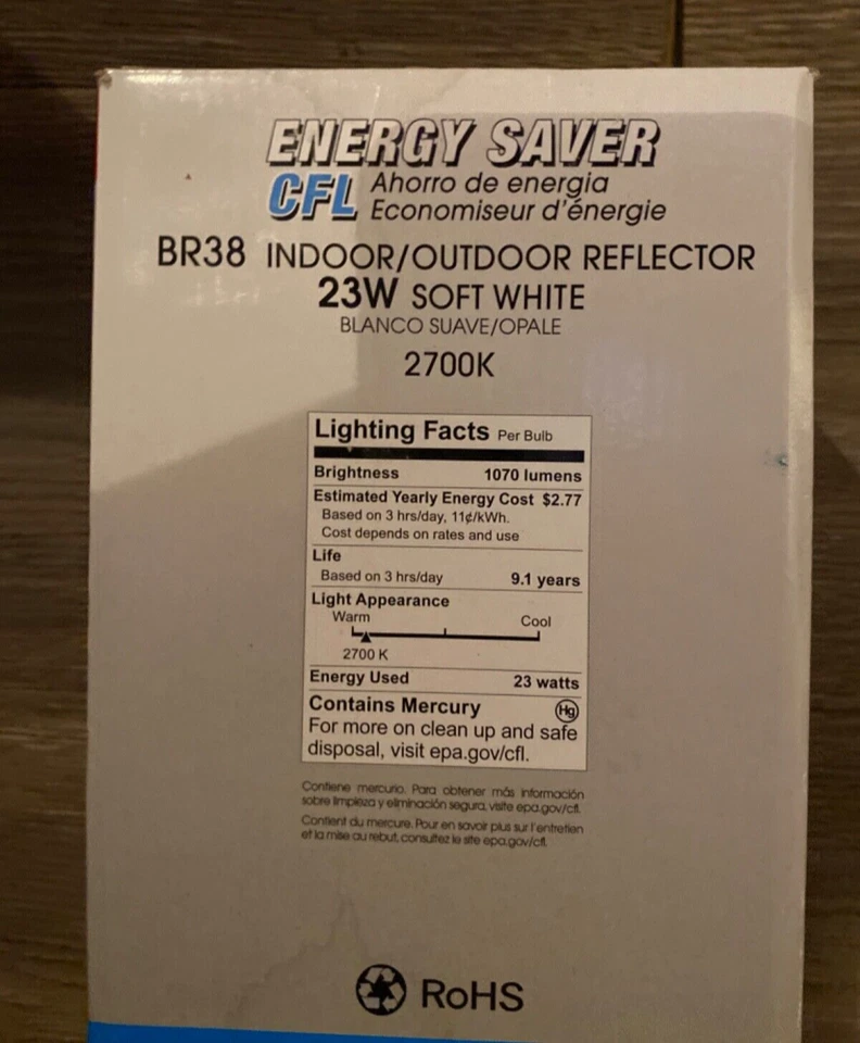 SATCO S7274 23W BR38 CFL 2700K INDOOR/OUTDOOR REFLECTOR FLOODLIGHT BULB - Image 2 of 3