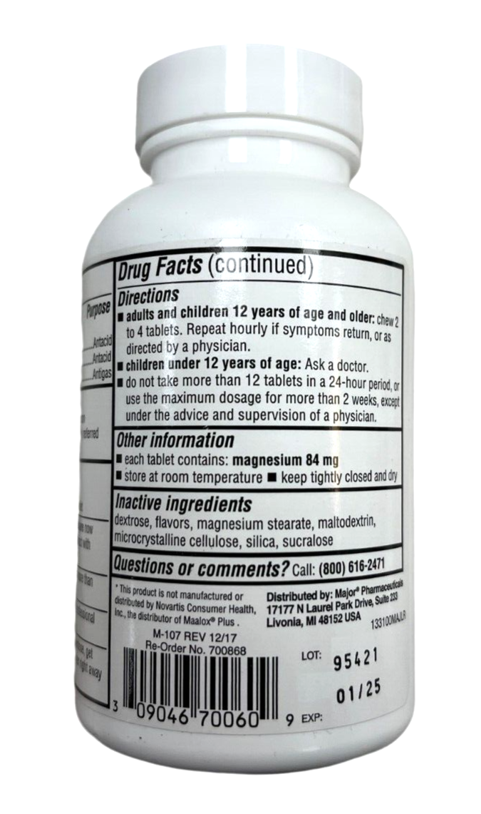 Mintox + Antacid / AntiGas LEMON MINT CHEWS 100ct ( 6 pack