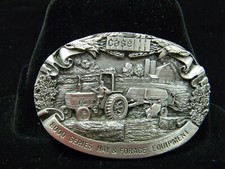 VTG 1988 JI CASE 8000 HAY FORAGE EQUIP. PEWTER BELT BUCKLE 1988 2 1/4" X 3 1/4"