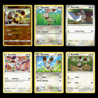 6x Diggersby Lot Bunnelby 96.0 Sword Shield Darkness Ablaze Pokemon Cards Set