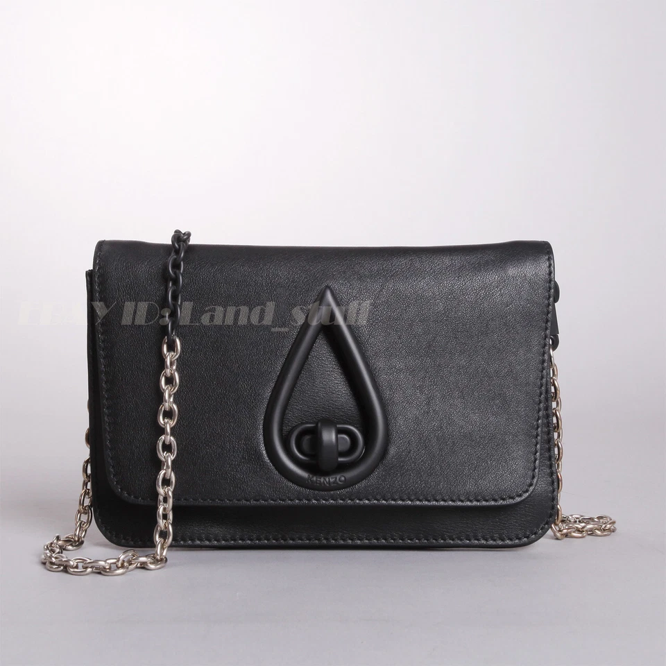 KENZO Rain Drop Mini Negro Bandolera Cuero Cadena Bolso sin asas Auténtico Nuevo  Foto 2 de 4