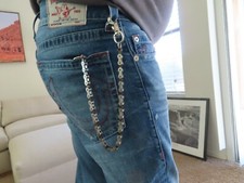 OG Biker Wallet Chain Gray Stainless Steel Chain Punk Silver Mens Leash 18" Long