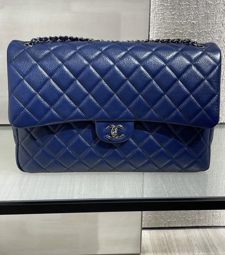 NEW 2025 CHANEL XXL Blue Caviar Classic Travel Flap Bag CC Handbag Airline - 第 1/3 張圖片