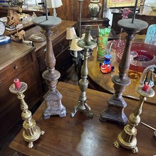 5 Candelabri Antichi In Oro E Bronzo E Legno ❤️❤️❤️❤️700