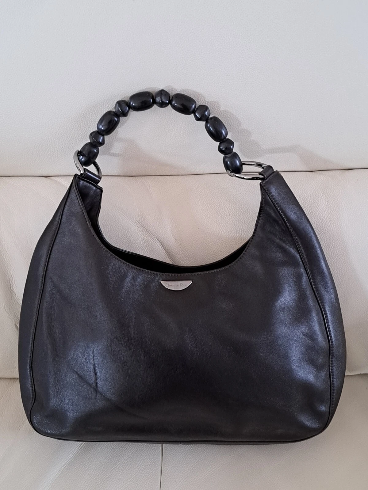 CHRISTIAN DIOR   SAC MALICE PERLE   CUIR MARRON   TBE   AUTHENTIQUE