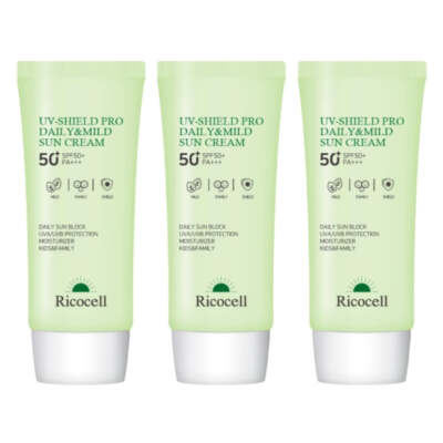 Ricocell UV-Shield Pro Daily & Mild Sun Cream SPF50+ PA+++ 70ml*3Pcs - FREE SHIP