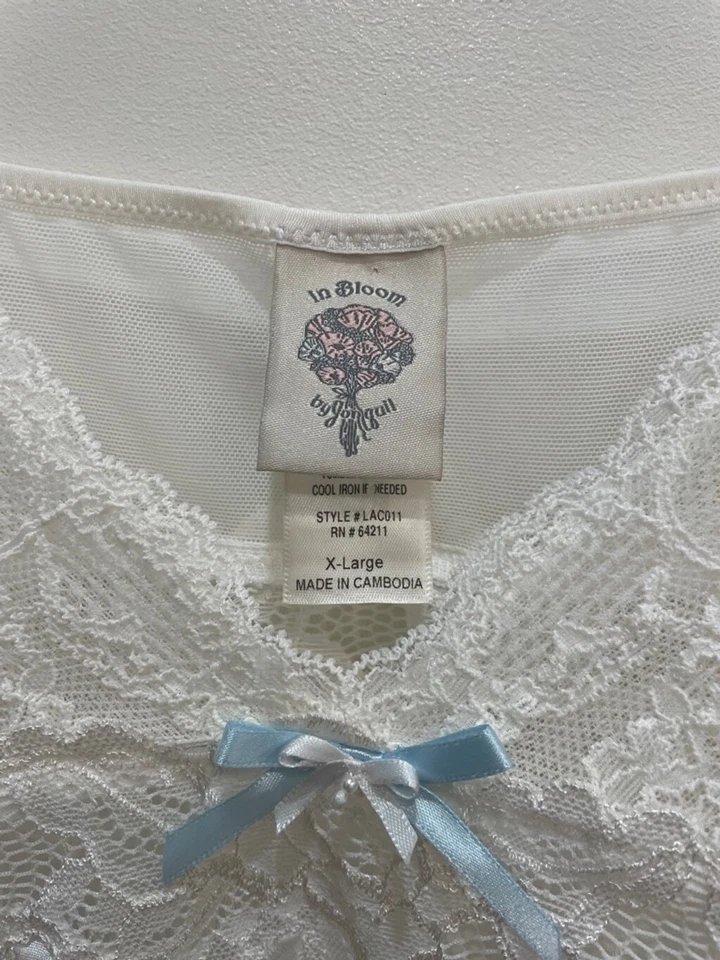 Vintage In Bloom by Jonquil White Lace Satin Slip XL Bridal Nightgown Trad Wife - Image 2 of 4