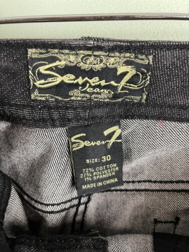 7 Seven For All Mankind Wide Leg Jeans Size 30 Black Denim Low Rise Flare y2K - Picture 4 of 8