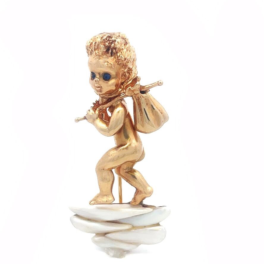 William Ruser Thursdays Child Brooch Sapphire 14k Gold Pearl | eBay